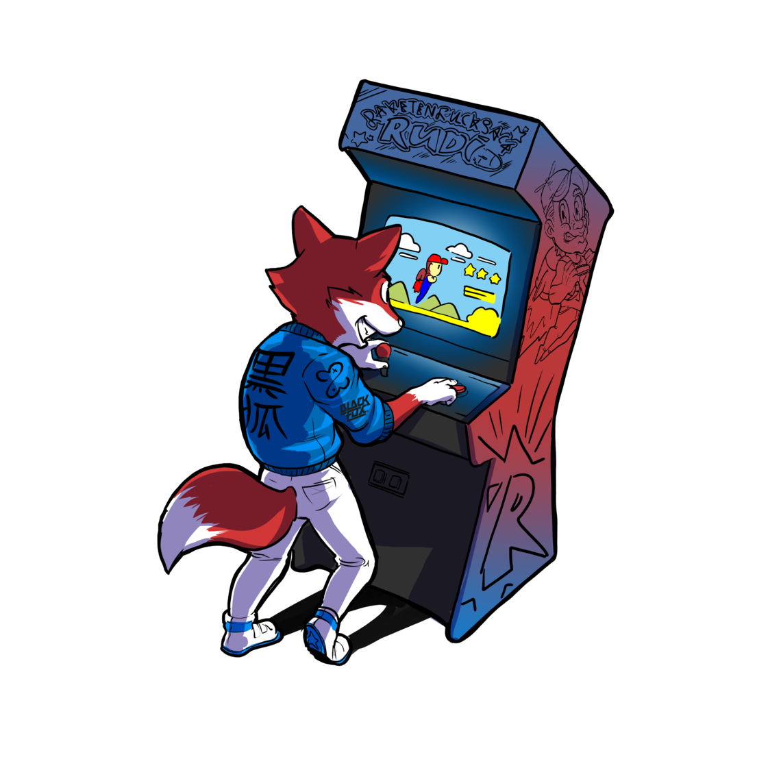 Fuchs an einem Spielautomaten